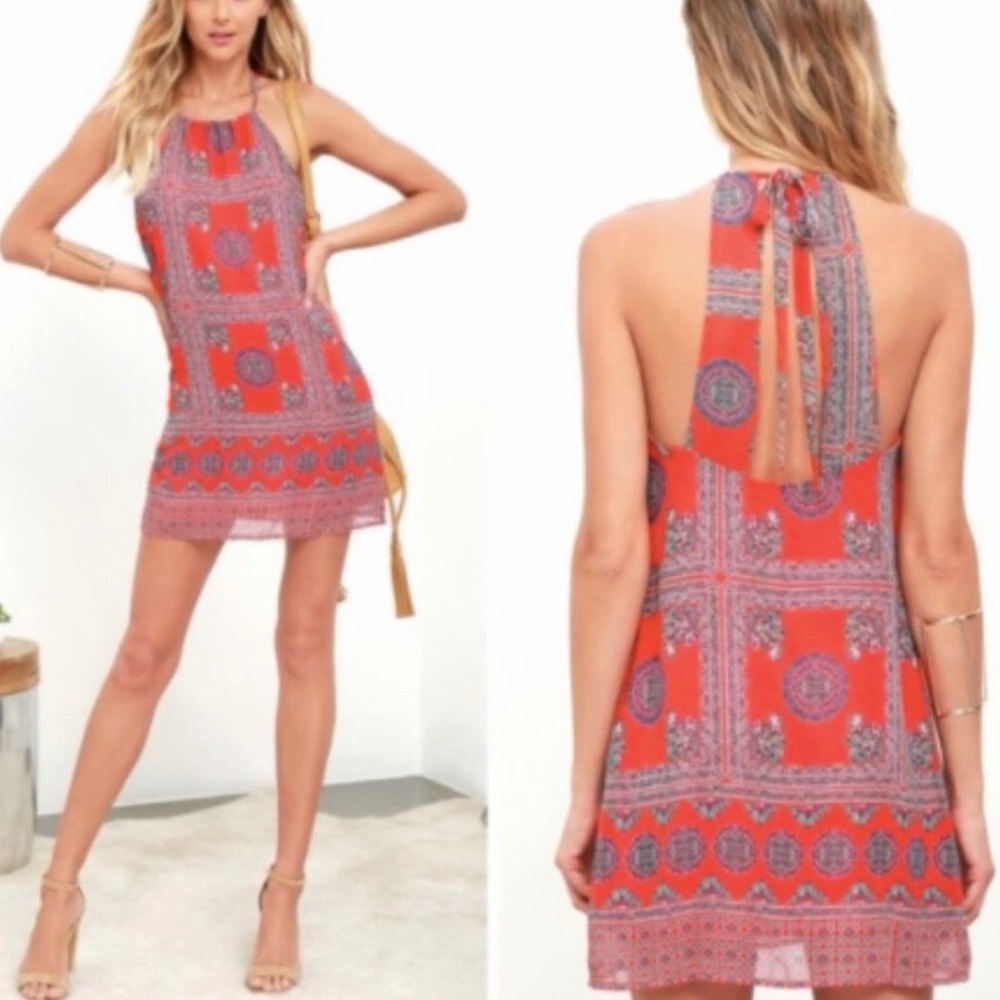 Lulus Dress NWOT Red Halter Size Large